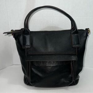Fossil Aida Satchel Black Pebble Leather Crossbody Bag/Purse